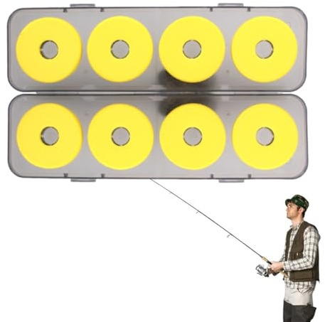 OUDQFCJ 8 Pièces Bobines de Mousse de Rangement pour Ligne de Pêche, Enrouleur Bobine Fil de Peche, Bobine Fil de Pêche avec Boîte en Plastique,Rangement Peche Accessoires Peche