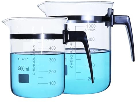 Bécher à paroi épaisse avec poignée, résistant aux Hautes températures, Tasse à mesurer, équipement de Laboratoire, Outils de Cuisine (1000 ML)