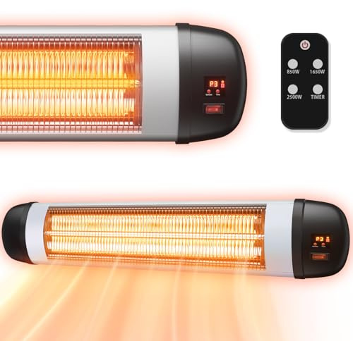 Mursche Chauffage Exterieur Terrasse Chauffage Infrarouge - Radiateur Connecté Mural Patio Extérieur 2500 W Avec Télécommande Chauffage