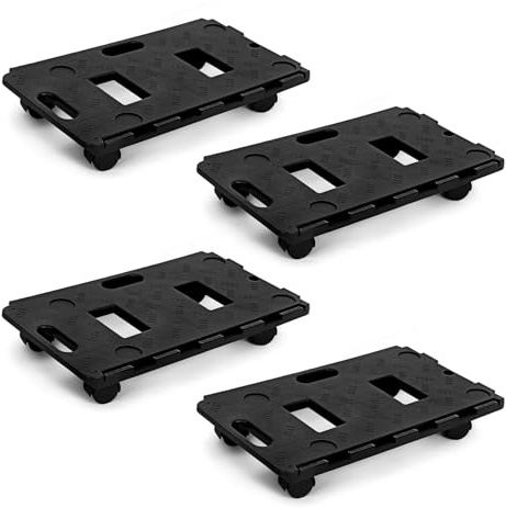 Flatro 100Kg (Pack of 4) Interlocking Plastic Dolly Trolley with 360° Rotating Wheels | Heavy Duty Furniture & Appliance Moving Platform | 100kg Load Capacity | Smooth Easy Glide Transport Cart