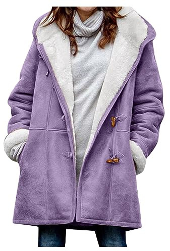 Manteau Femme Hiver Mi Longue Chaude Fausse Fourrure Veste Peluche Femme Hiver Épais Vetement Mode Chauffant Grande Taille Doudoune Teddy 2#Violet XL 2025