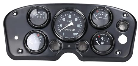 RASTKY Strumento Multifunzionale per Tachimetro per Auto, Pressione Dell'olio, Temperatura Dell'acqua, Amperometro per Veicoli a 12 V, Resistente ABS, Metallo Nero