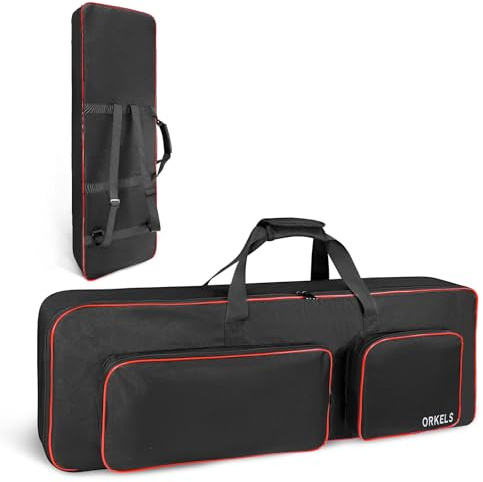SUNDOY Keyboard Tasche 76 Tasten für E-Piano, Gepolsterte Keyboardtasche Wasserdicht 600D Oxford, mit Rucksackgurten, Zubehörfach & Tragegriff, Tasche für Digitalpiano 120×48×15,5 cm