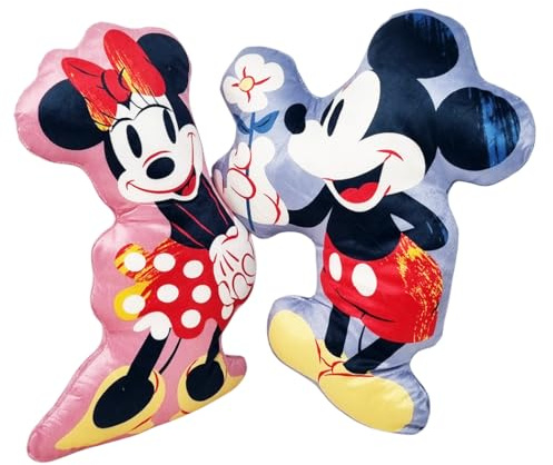 Disney Par de cojines decorativos contorneados suaves con forma de Mickey Mouse y Minnie Mouse Mickey Mouse Mickey Mouse Mickey Mouse 35 x 20 cm