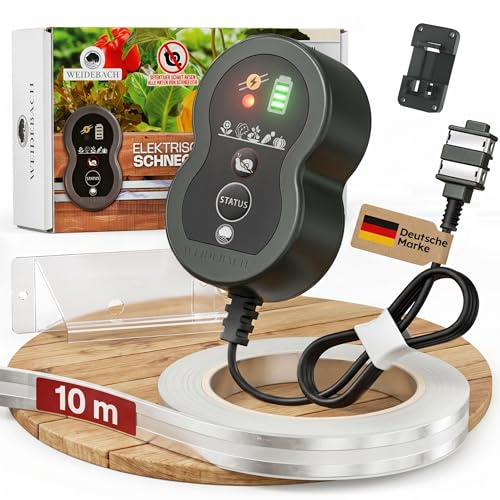 WEIDEBACH® Recinzione elettrica per lumache, set completo da 10 m, protezione contro lumache, aiuole rialzate, recinti per lumache, barriera per lumache, nastro in rame, alternativa, snailstop, lunga