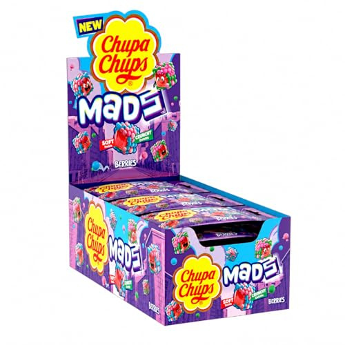 NEW Chupa Mads Bonbons Acidulés – 12 Sachets Individuels – Bonbons Gélifiés Croquants & Fondants – Idéal Goûter Enfants, Anniversaire & Partage (Berries)