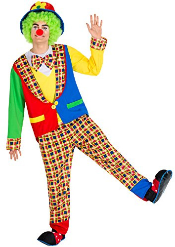 dressforfun Herrenkostüm Clown | Kostüm + Nase & Schlapphut Mit Filzblume | Harlekin Fasching (XL | Nr. 300841)