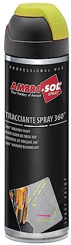 Ambro-Sol V403GIALLOF Tracciante Marker Spray 360°, sia per Uso Professionale che Domestico, per Asfalti, Muri e Legno, Bomboletta Spray in Banda Stagnata Riciclabile 500 ml, Giallo Fluorescente
