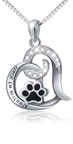 DAOCHONG Sterling silver valp hund katt husdjur tass tryck CZ hjärta hänge halsband och knoppörhängen presenter för kvinnor flickor e sterlingsilver, cod. Y-32