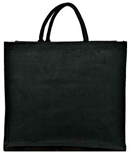 Jute Hessian Lunch Gift Shopping Bag - Black, Small, Medium, Large