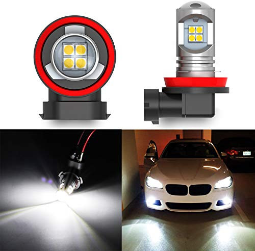 SageSunny H8 H9 H11 LED Fog Light Bulb DC 10-30V 6000K Xenon White Super Bright Replacement for Car Daytime Running Lights DRL or Fog Halogen Bulb (2 Pieces)