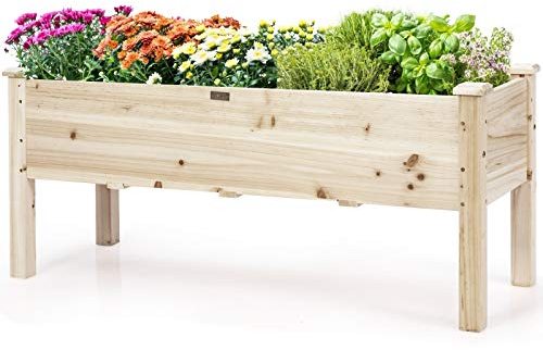 COSTWAY Hochbeet aus Holz, Pflanzbeet für Kinder, 120x43,5x51cm, Pflanztrog belastbar bis 100 kg, Blumenkübel mit Ablauflöchern, Kräuterbeet rechteckig, Anzuchtbeet Garten Terrasse Balkon