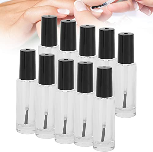 Empty nail polish bottle, 10 pieces nail polish bottle with brush, transparent nail polish bottle, 8ml crystal clear empty for self-fillers, with 2 funnels 10 mixing balls