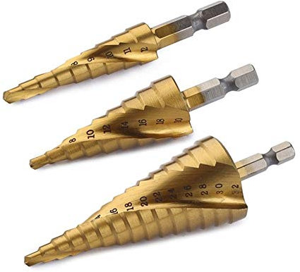 Bit de broca paso de carburo Espiral Paso taper Bit metal hexagonal Paso Taladro Accesorios for herramientas eléctricas