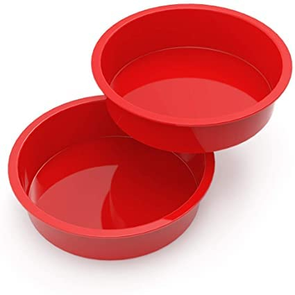 SILIVO 10 inch Silicone Cake Tins for Baking, 2Pcs 10 Inch Round Cake Tin, 25cm Silicon Cake Mould for Baking