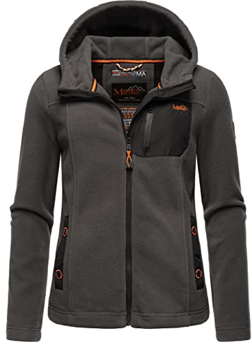 MARIKOO Damen Fleecejacke warm mit Kapuze Mount Iwaki Anthracite Gr. S