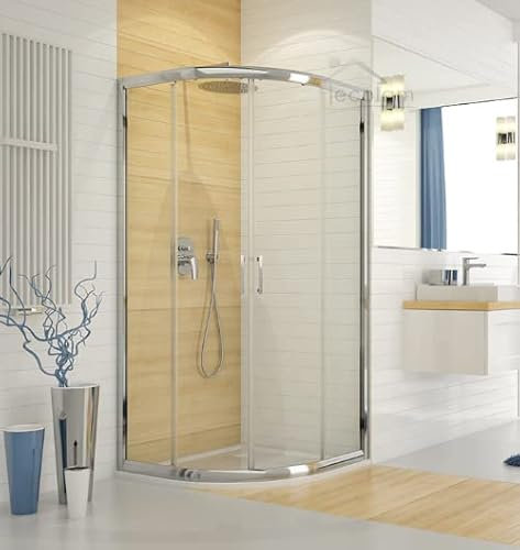 ECOLAM® Duschkabine Dusche Viertelkreis Klarglas 80 x 80 x 190 cm Schiebetür R=55 KP4 transparent Silikon