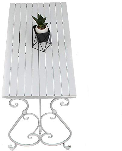 ZMYJTO Outdoor-Garten-Rasenbank-Terrassensitz, langlebige Gusseisen-Metall-Parkbank, einfache Café-Balkon-Tisch- und Stuhl-Kombination, für Veranda-Pool-Eingangsbank