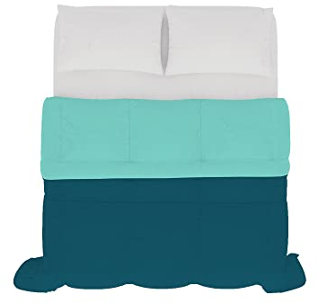 Italian Bed Linen SOGNI E CAPRICCI Two-Tone Summer Duvet, Bottle Green/Teal 250 x 200 cm