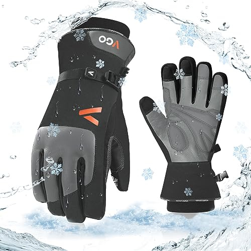 Vgo... -20 °C/-4 °F Kältebeständige Wasserdichte Arbeitshandschuhe für kaltes Wetter Isolierte Arbeitshandschuhe aus Rindsleder (CA7759FLWP, schwarz, L)