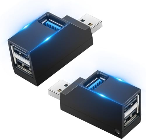 AXFEE 3 Port USB 3.0 Hub, Mini USB-Hub mit 1 USB 3.0+2 USB 2.0(Schwarz,2PC)