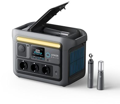 Anker SOLIX C800 Plus Portable Power Station, Generatore solare con luci da campeggio 1200 W (picco 1600 W), batteria LiFePO4 768 Wh campeggio, viaggi e interruzioni corrente (pann. solare opzionale)
