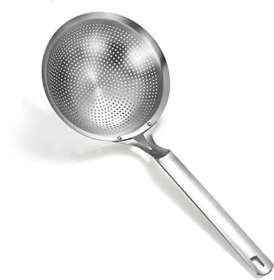 UNbit Küchen-Skimmer, extra großer Skimmer, geschlitzte Schöpfkelle, 304-Edelstahl-Sieb mit Griff for Abtropfen und Braten, Siebkelle, Küchenhelfer (Color : One Color, Size : Large)