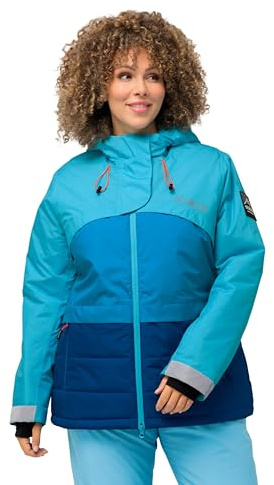 Ulla Popken Damen große Größen Übergrößen Plus Size HYPRAR Funktionsjacke, wasserdicht, 2-Wege-Zipper, Schneefang helles türkis 46+ 810195730-46+