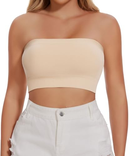 Joyshaper Sömlös axelbandslös bygelfri bh för kvinnor, axelbandslös push-up-bh, Beige., S