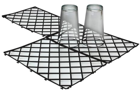 Chabrias Ltd 20 Black Glass Stacking Mats - UK Made Glass Shelf Liner, Interlocking Bar Glass Mats, Ventilation Mats - Ideal for Home Bars & Pubs