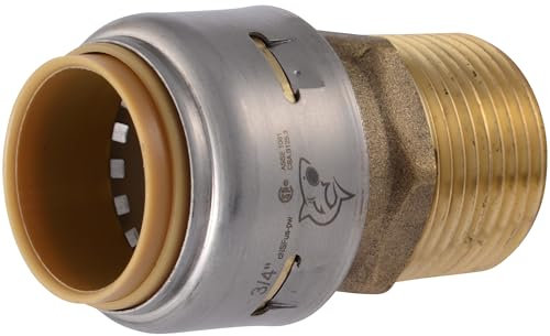 SharkBite Max 3/4 Inch MNPT Adapter, Push to Connect Brass Plumbing Fitting, PEX Pipe, Copper, CPVC, PE-RT, HDPE, UR134A