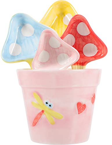 Cuchara de azúcar, accesorios de café, hongos Cremini, 1 juego de cuchara medidora de hongos de dibujos animados, cuchara medidora, juego para hornear en olla, accesorios de café, cucharas de café,