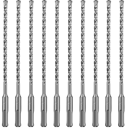 SALI Set di punte per trapano SDS Plus, 6 x 210 mm, 10 pezzi, con 4 punte in metallo duro e foratura rapida in calcestruzzo, accessori per cemento armato, pietra naturale, muro di mattoni