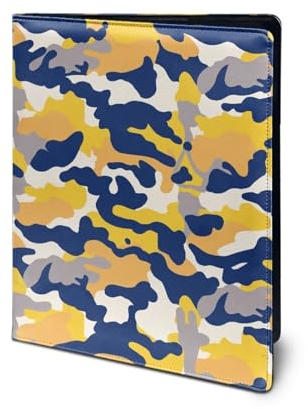 SEANATIVE Padfolio-Mappe mit buntem Camouflage-Druck, Konferenzmappe, Geschäftsmappe, Dokumententasche mit Klemmbrett in A4-Größe, Gelb / Blau