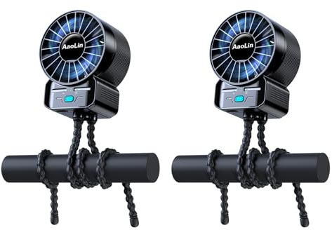 2 Pack Multifunctional Portable Stroller Fan 4 Speed 6600rpm High Speed Usb Rechargeable Personal Mini Handheld Fan Extended Tripod For Desktop Winding Kids Bed Treadmill Bike Golf Cart Outdoor Travel