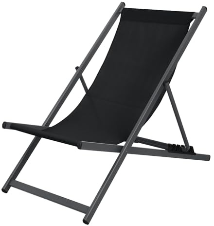 Doppler Varese Strandstuhl in Anhrazit/Schwarz I Klappstuhl aus Aluminium I Sonnenliege klappbar leicht I Gartenstuhl verstellbar I Liegestuhl Strand I Gartenmöbel wetterfest & platzsparend