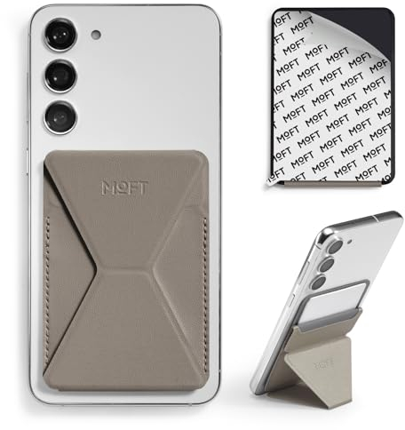 MOFT Portafogli Portacarte per Cellulare, Porta carte Adesivi Supporto per Telefono, Invisibile Adesiva Supporto Cellulare in MOVAS Pelle Vegana per iPhone Android Smartphone (Taupe)