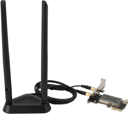 Sxhlseller Carte WiFi Pcie, 6000 Mbps 8DB Double Antenne 5.2 Pcie WiFi 6E Adaptateur Réseau Fil, pour 11 10 (avec Base d'antenne Amovible)