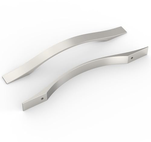FURNIWARE Pack of 10 Brushed Nickel D-Shape Drawer Pulls, Kitchen Cabinet Handles 160mm (6.3 Inch) Hole Center, Modern Hardware Door Handles for Bathroom Cabinets Cupboard