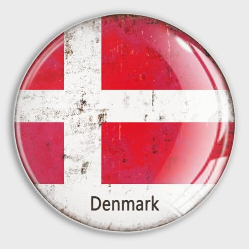 Kühlschrankmagnete mit Dänemark-Flagge, Glas, klein, rund, Mehrzweck-Magnete für Kühlschrank, Spind, Whiteboard, Werbetafel, Küche, Büro, Schule, Reisen, Souvenir