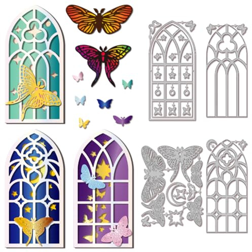 GLOBLELAND Fenster Schütteln Stanzformen Metallmotte Schmetterling Stanzungen Stern Und Mond Stanz Und Prägevorlagen Für Scrapbooking Basteln Papierkartenherstellung