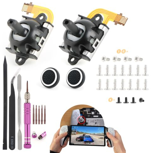Left/Right Joysticks for PS5 Portal Hall Effect Joystick Replacement for PlayStation Portal Remote Player 3D Analog Sensor Handheld Stick ThumbSticks Console Accessories with Repair Tools(with Screws)