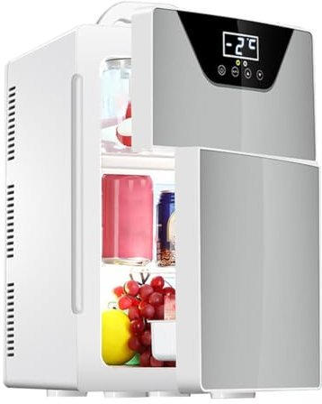 Generic Mini Fridge, 20L Compact, 2-Door, Skincare Fridge, Car/Office, Fits 20x12 Oz Cans, Cooler & Heater