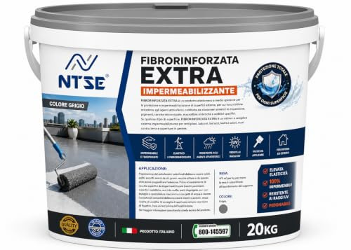 FIBRORINFORZATA EXTRA - GUAINA LIQUIDA IMPERMEABILIZZANTE (GRIGIO, 20 KG)