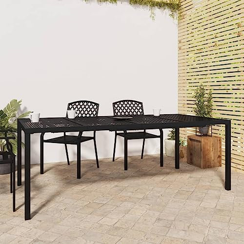 WKIEQACO Outdoor Outdoor Tische Gartentisch Anthrazit 200x100x72cm Stahl