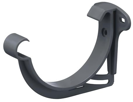 INEFA Stirnbretthalter, Rinnenhalter halbrund NW100 / 100mm Anthrazit | Kunststoff PVC, Befestigung am Stirnbrett, für Regenrinnen und Fallrohre, Made in Germany