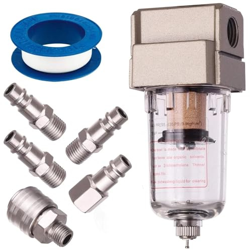 Jiavlyx Filtro Aria Compressa, 1/4 Pressione Aria Separatore Acqua, Separatore Acqua Separatore D'olio, Separatore Acqua E Olio, Per Filtro Compressore E Utensili Dell'Aria