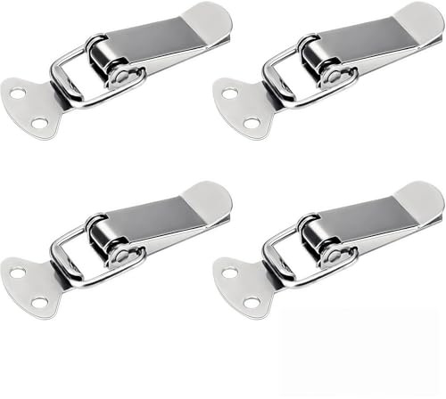 Lot de 4 fermetures à cliquet en acier inoxydable de 56 mm avec vis, 16 pièces, fermeture à levier, serrure de caisse, pour tiroir, coffre, armoire