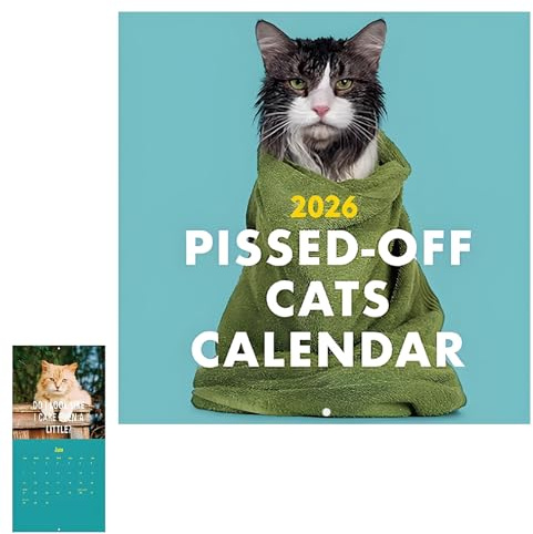 1 PC Wall Calendar 2026 Funny Wall Calendars, 2026 Calendars Office Gifts for Women, Angry Cat Calendar Humorous Monthly Plan, Suitable Home Office Decoration and Birthday Gifts for Cat Enthusiasts