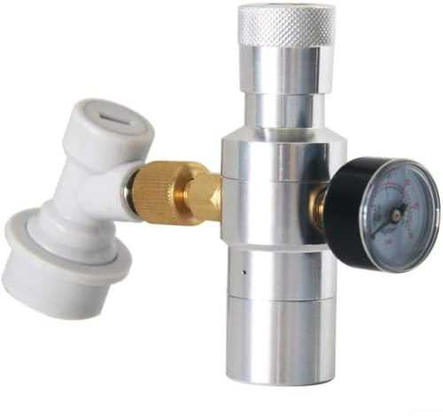 Zeroupshop Kit dispensador de barril de cerveza de metal con bloqueo de bola de gas de desconexión rápida rosca 0-30 PSI regulador adaptador de 3/8 pulgadas